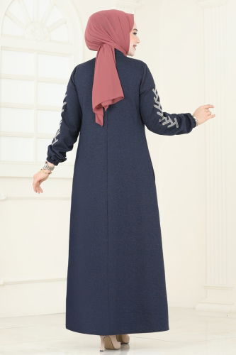 moda selvim Abaya 2597SL432 Navy Blue - Thumbnail