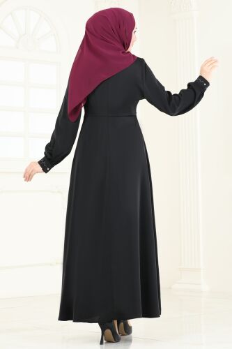 moda selvim Abaya 2598SL432 Black - Thumbnail