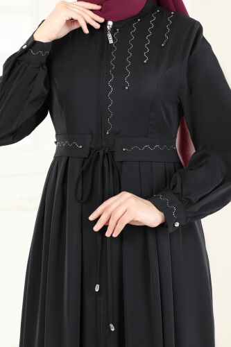 moda selvim Abaya 2598SL432 Black - Thumbnail