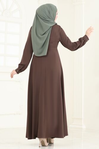 moda selvim Abaya 2598SL432 Brown - Thumbnail