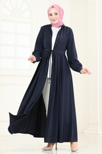 moda selvim Abaya 2598SL432 Navy Blue - Thumbnail