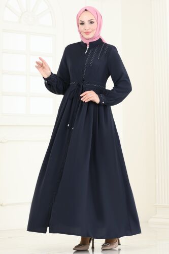 moda selvim Abaya 2598SL432 Navy Blue - Thumbnail