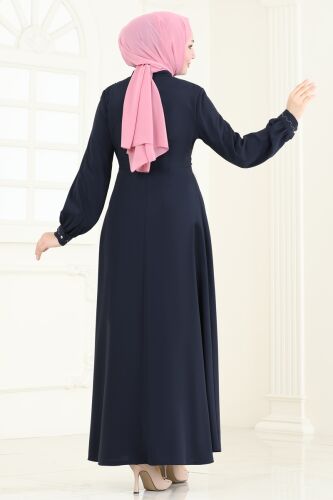 moda selvim Abaya 2598SL432 Navy Blue - Thumbnail