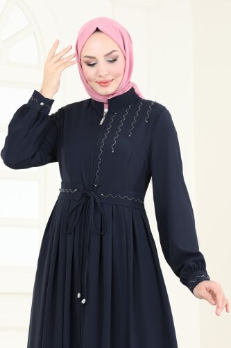 moda selvim Abaya 2598SL432 Navy Blue - Thumbnail