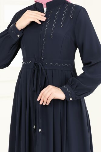 moda selvim Abaya 2598SL432 Navy Blue - Thumbnail