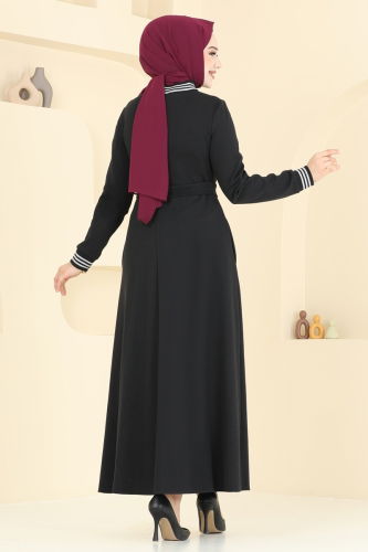 moda selvim Abaya 2607SL432 Black - Thumbnail