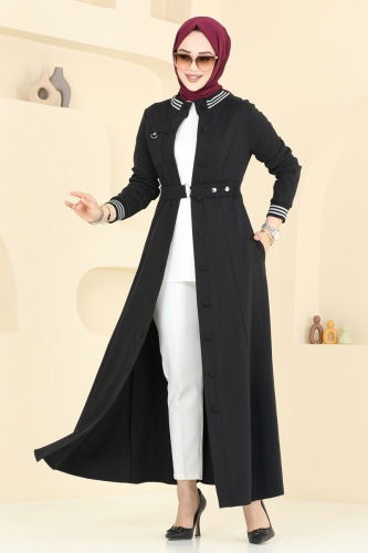 moda selvim Abaya 2607SL432 Black - Thumbnail