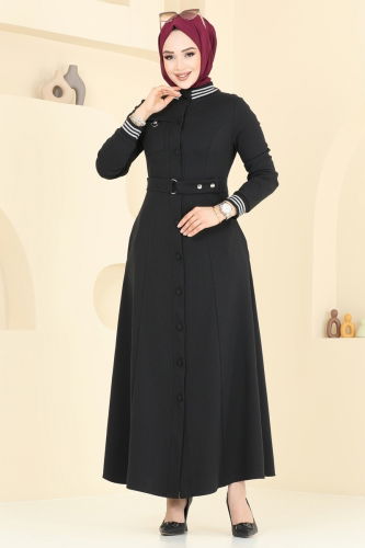 moda selvim Abaya 2607SL432 Black - Thumbnail