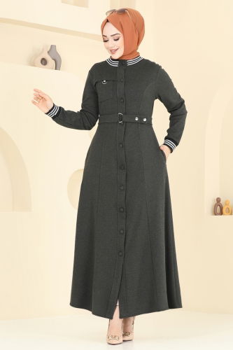 moda selvim Abaya 2607SL432 Khaki - Thumbnail