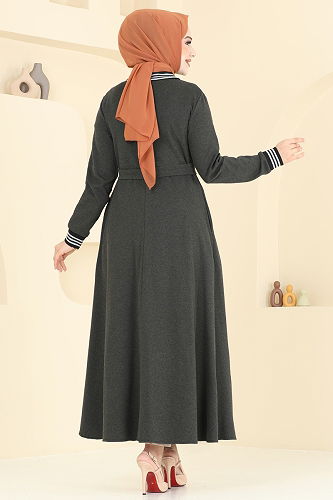 moda selvim عباءة اخضر عفني 2607SL432 - Thumbnail