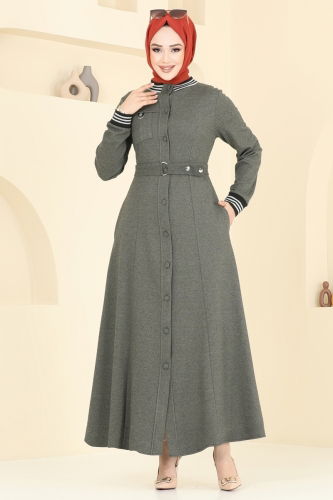 moda selvim Abaya 2607SL432 Light Khaki - Thumbnail