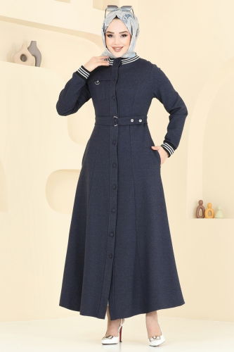 moda selvim Abaya 2607SL432 Navy Blue - Thumbnail