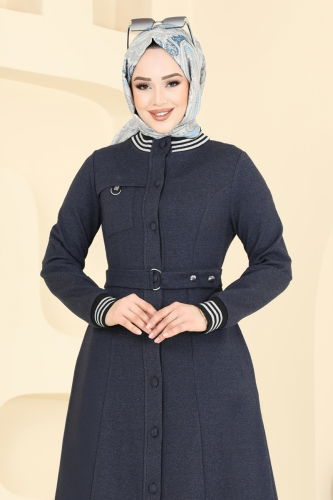 moda selvim Abaya 2607SL432 Navy Blue - Thumbnail