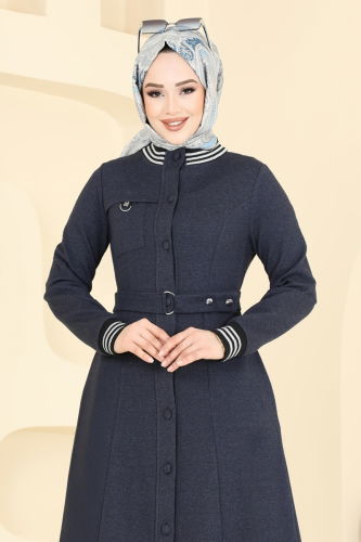 moda selvim عباءة كحلي 2607SL432 - Thumbnail