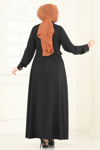 moda selvim Abaya 2612SL432 Black - Thumbnail