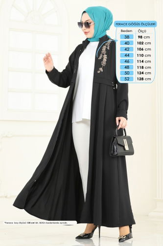 moda selvim Abaya 2612SL432 Black&Vision - Thumbnail