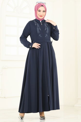 moda selvim Abaya 2612SL432 Navy Blue - Thumbnail