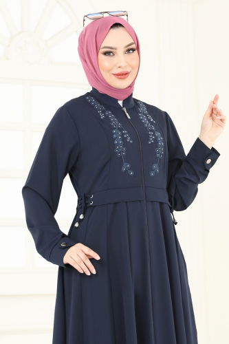 moda selvim Abaya 2612SL432 Navy Blue - Thumbnail