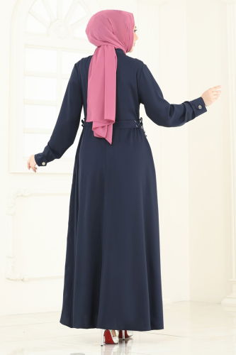 moda selvim Abaya 2612SL432 Navy Blue - Thumbnail