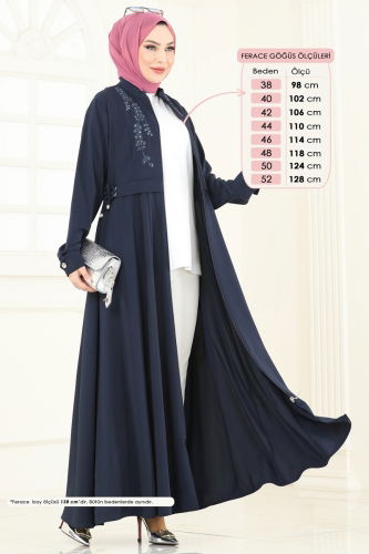 moda selvim عباءة كحلي 2612SL432 - Thumbnail
