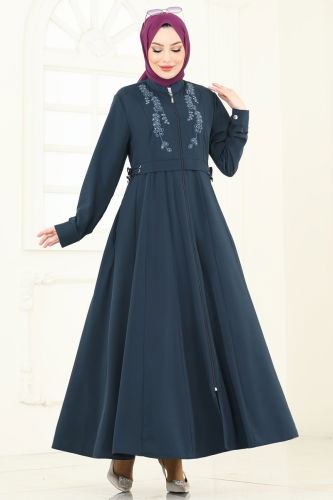 moda selvim Abaya 2612SL432 Petroleum - Thumbnail