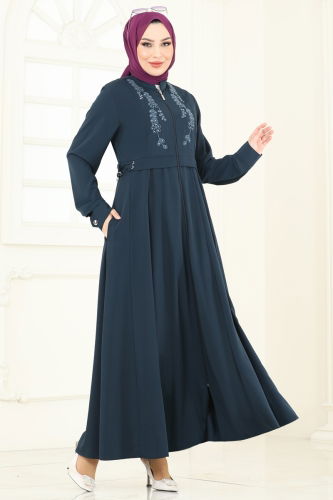 moda selvim Abaya 2612SL432 Petroleum - Thumbnail