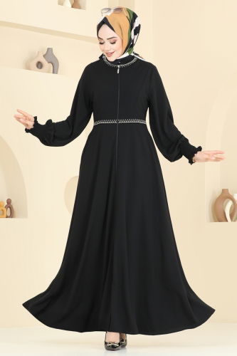 moda selvim Abaya 2613SL432 Black - Thumbnail