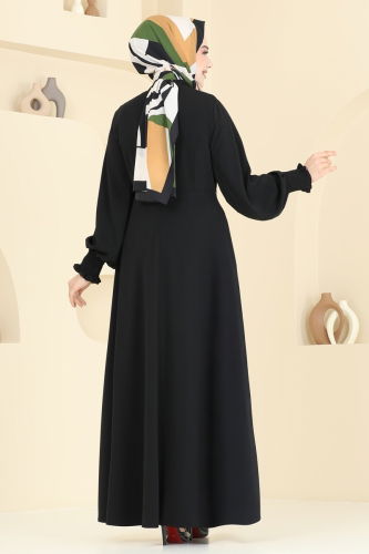 moda selvim عباءة أسود 2613SL432 - Thumbnail