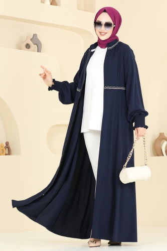 moda selvim Abaya 2613SL432 Navy Blue - Thumbnail