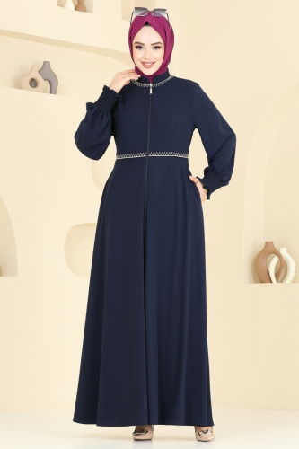 moda selvim Abaya 2613SL432 Navy Blue - Thumbnail