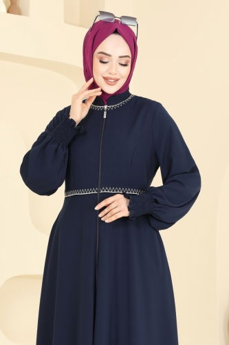 moda selvim Abaya 2613SL432 Navy Blue - Thumbnail