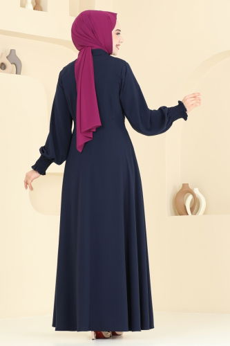 moda selvim Abaya 2613SL432 Navy Blue - Thumbnail