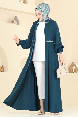 moda selvim Abaya 2613SL432 Petroleum - Thumbnail