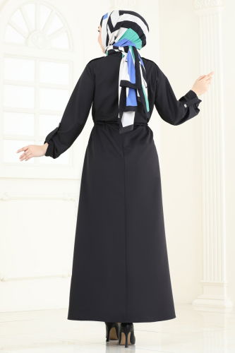 moda selvim Abaya 2615SL432 Black - Thumbnail