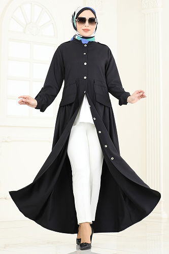 moda selvim Abaya 2615SL432 Black - Thumbnail