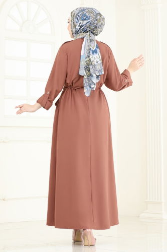 moda selvim Abaya 2615SL432 Brown - Thumbnail