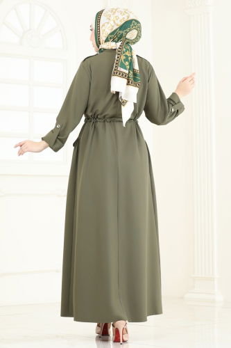 moda selvim Abaya 2615SL432 Khaki - Thumbnail