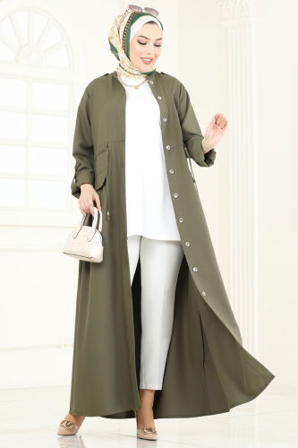 moda selvim Abaya 2615SL432 Khaki - Thumbnail