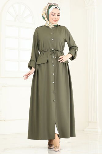 moda selvim Abaya 2615SL432 Khaki - Thumbnail