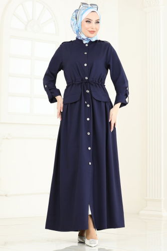 moda selvim Abaya 2615SL432 Navy Blue - Thumbnail