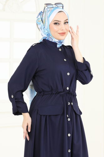 moda selvim عباءة كحلي 2615SL432 - Thumbnail