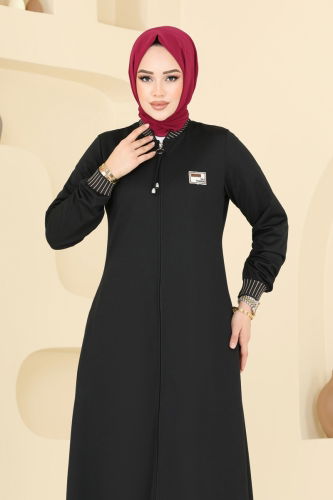 moda selvim Abaya 2618SL432 Black - Thumbnail