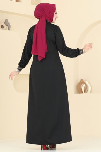 moda selvim Abaya 2618SL432 Black - Thumbnail