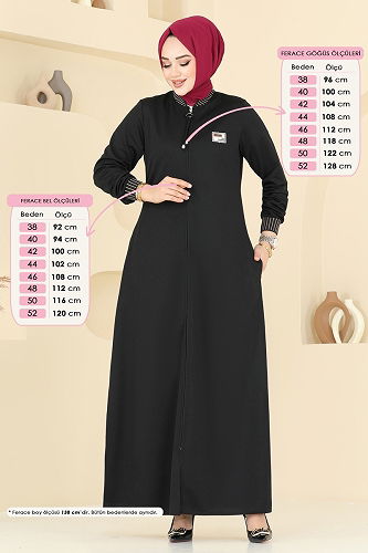 moda selvim عباءة أسود 2618SL432 - Thumbnail