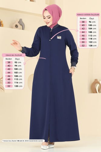 moda selvim Abaya 2618SL432 Navy Blue - Thumbnail