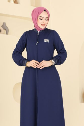 moda selvim Abaya 2618SL432 Navy Blue - Thumbnail