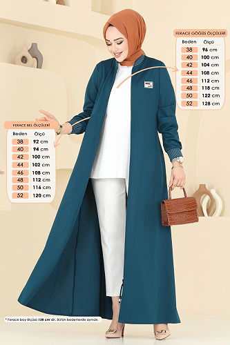 moda selvim عباءة بترولي 2618SL432 - Thumbnail