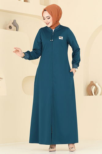 moda selvim عباءة بترولي 2618SL432 - Thumbnail