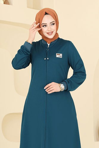 moda selvim عباءة بترولي 2618SL432 - Thumbnail