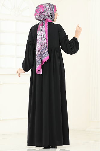 moda selvim Abaya 2638SL432 Black - Thumbnail